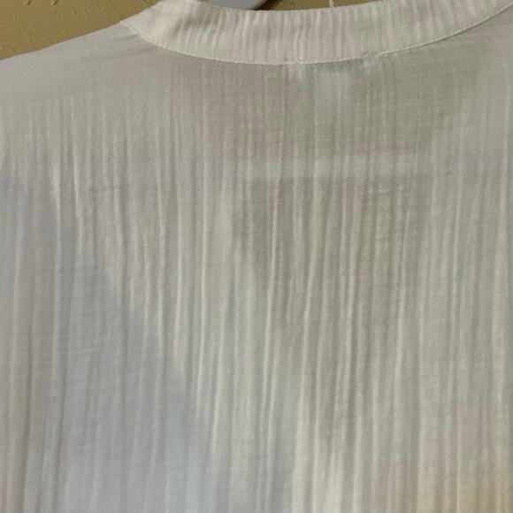 Purejill Top Tunic Gauze White LG Petite Lightweight Sheer Boho Hippie Casual - Picture 6 of 7